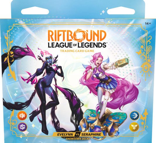 RIFTBOUND LEAGUE OF LEGENDS TCG RADIANCE SHOWDOWN DECK DISPLAY - EVELYNN VS SERAPHINE ***PREORDER***