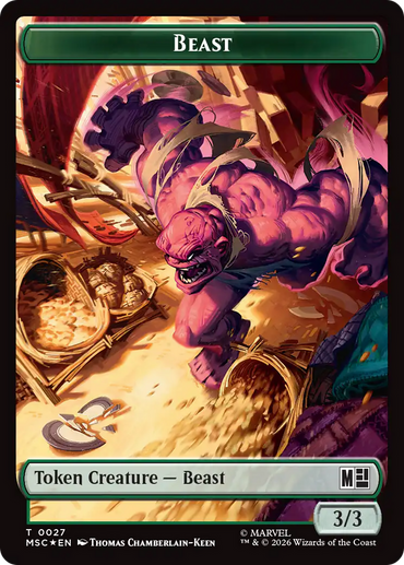 Rhino (029) // Beast (027) Double-Sided Token (Surge Foil) [Marvel Super Heroes Commander Tokens]