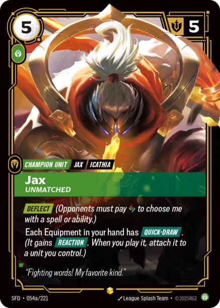 Jax - Unmatched (Alternate Art) [SFD - 054a/221]