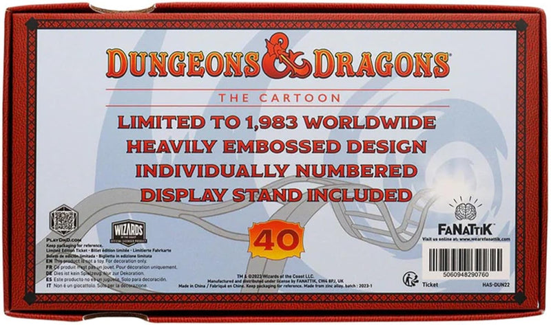 Dungeons & Dragons Animated Series Admit One Rollercoaster Ticket Limited Edition Metal Ticket