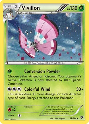 Vivillon (17/146) (Meadow Form/Pink Wings) (Cosmos Holo) [XY: Base Set]