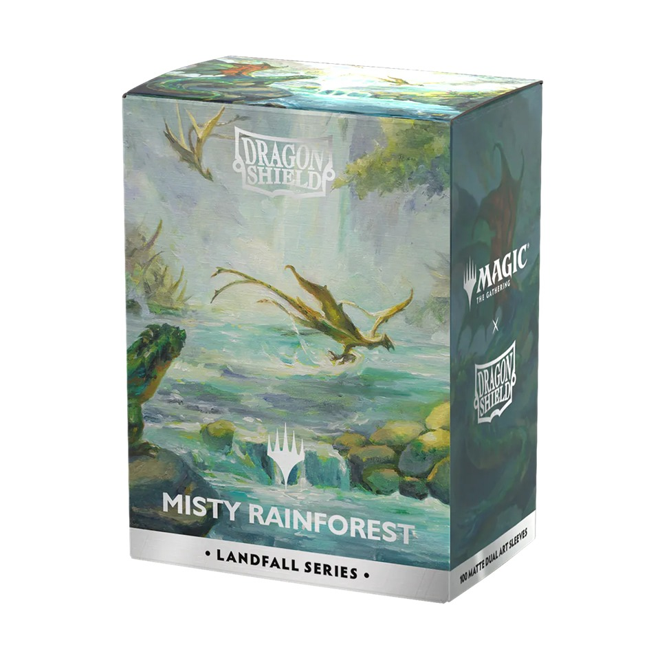 DRAGON SHIELD  -  MAGIC THE GATHERING : LANDFALL SERIES  -  STANDARD SIZE MATTE DUAL ART SLEEVES - MISTY RAINFOREST