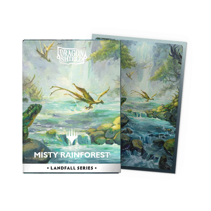 DRAGON SHIELD  -  MAGIC THE GATHERING : LANDFALL SERIES  -  STANDARD SIZE MATTE DUAL ART SLEEVES - MISTY RAINFOREST